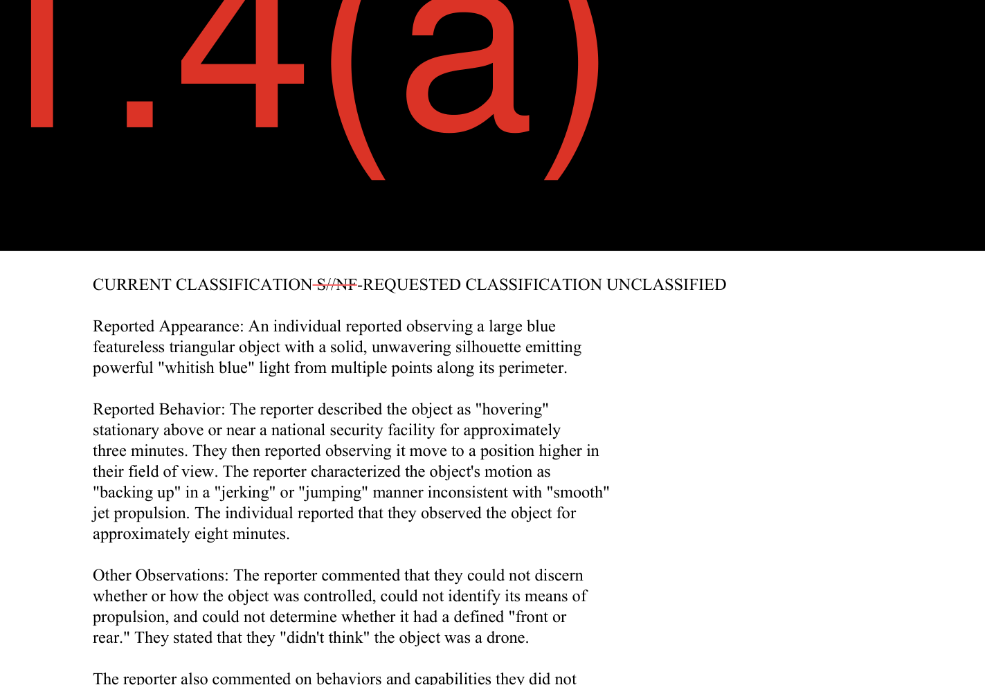 Cropped AFOSI email describing blue triangle