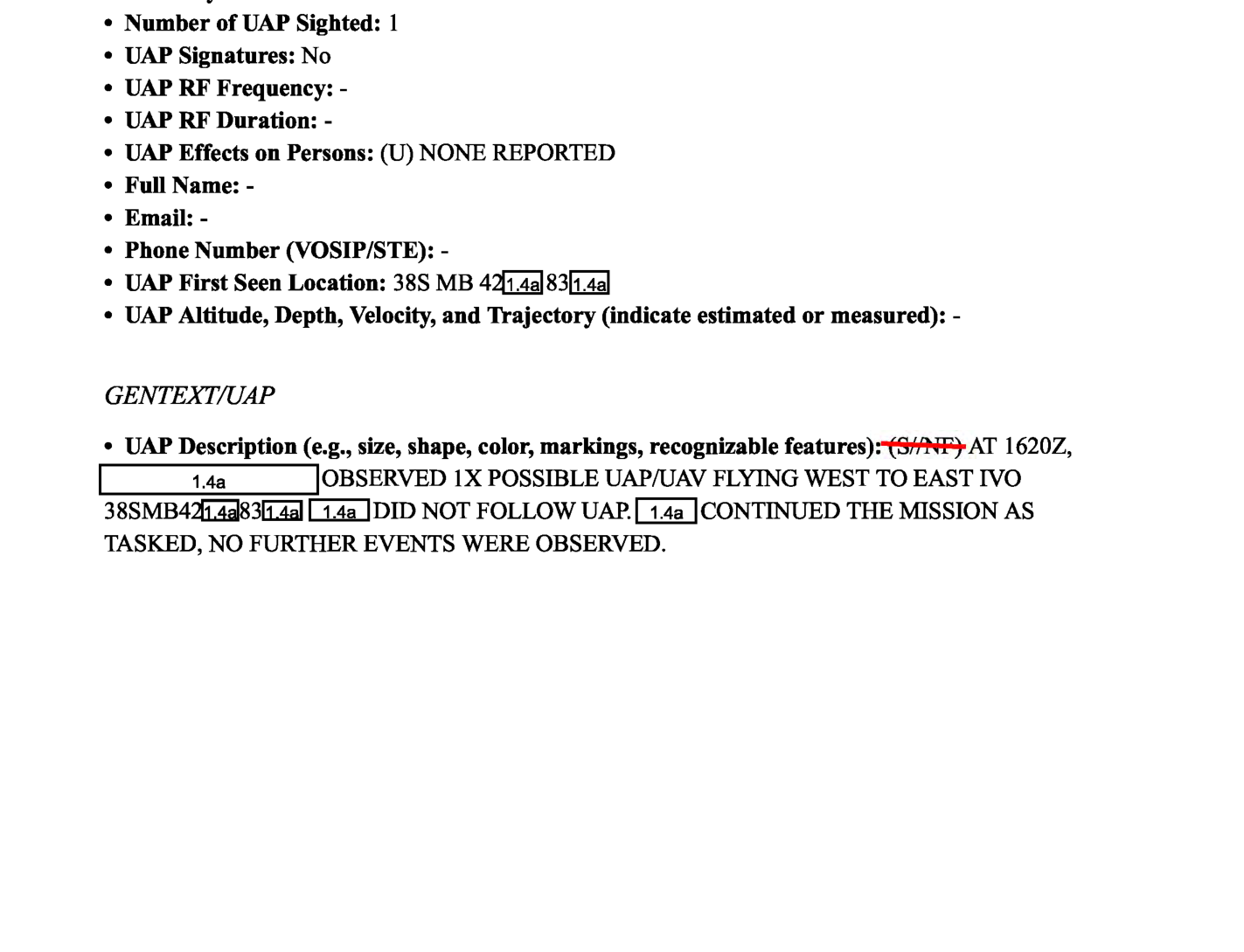 Crop of structured UAP fields from Iraq December 2022 mission report