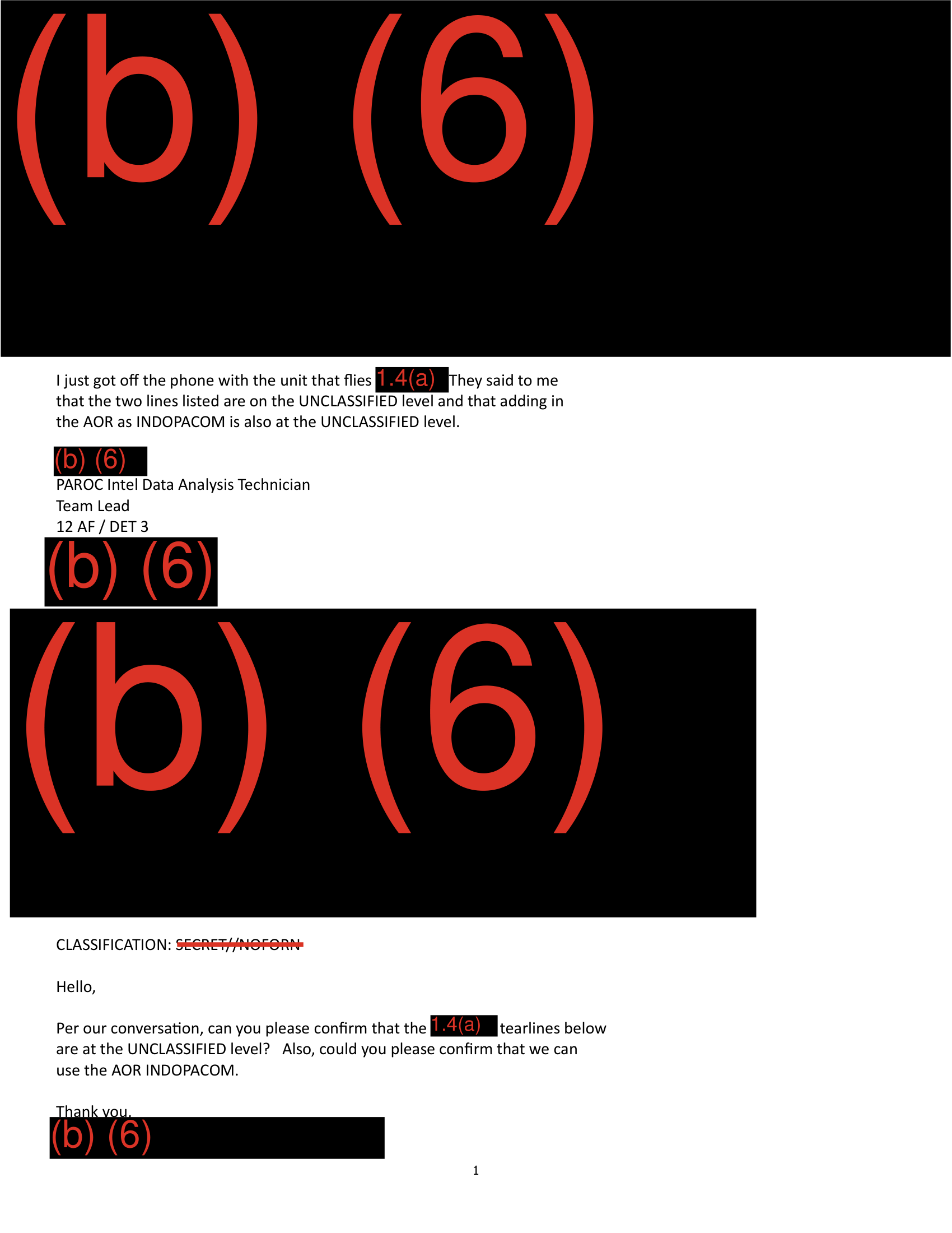 (b)(6) redactions