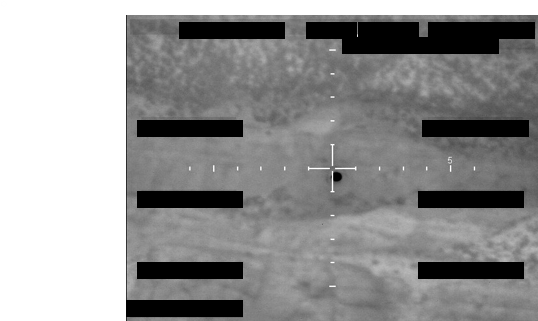 FBI sensor frame A2 - dark sphere on track, terrain background, scale marker