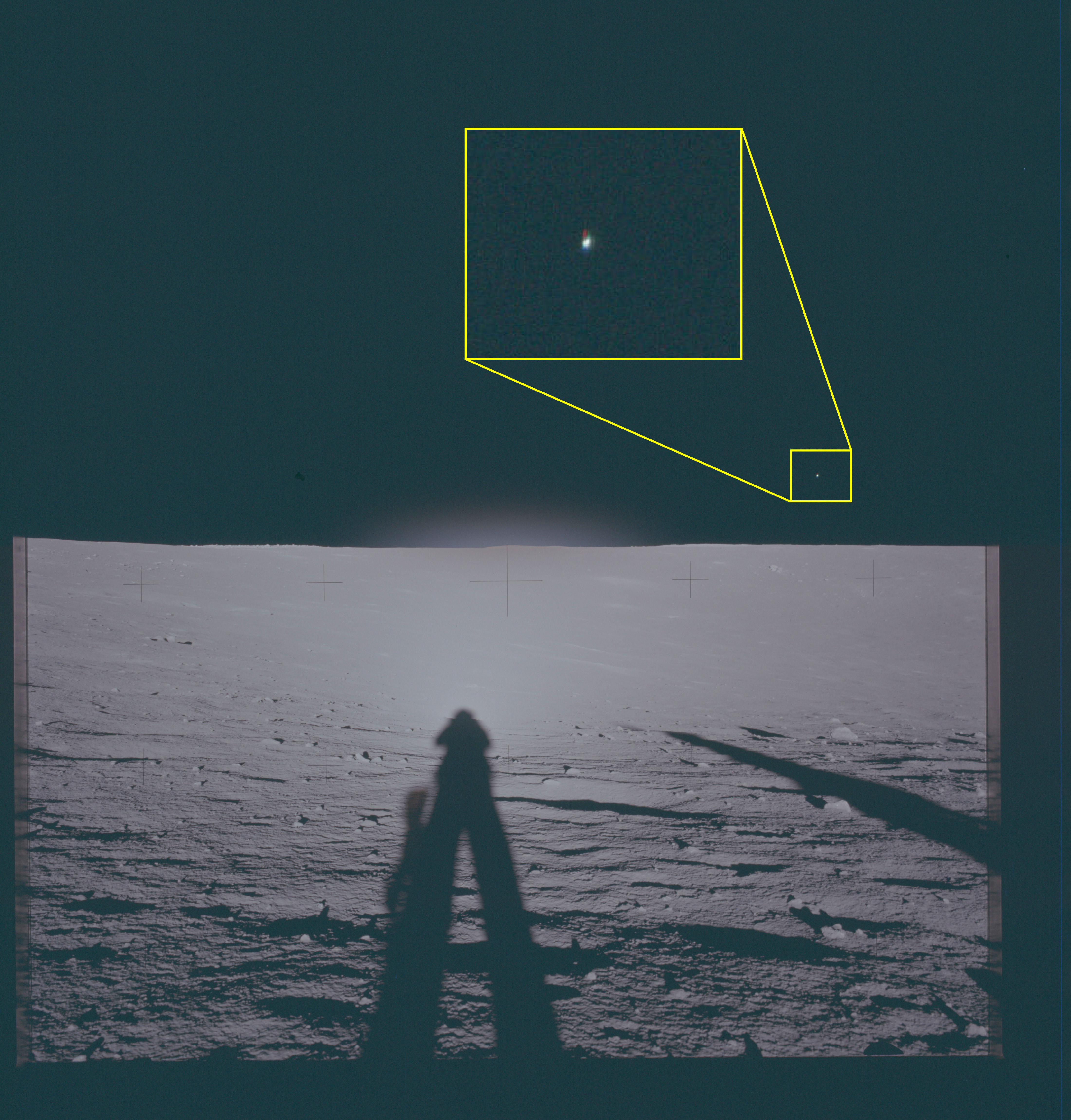 Apollo 12 surface photograph VM3 - third frame with anomaly position shifted relative to background